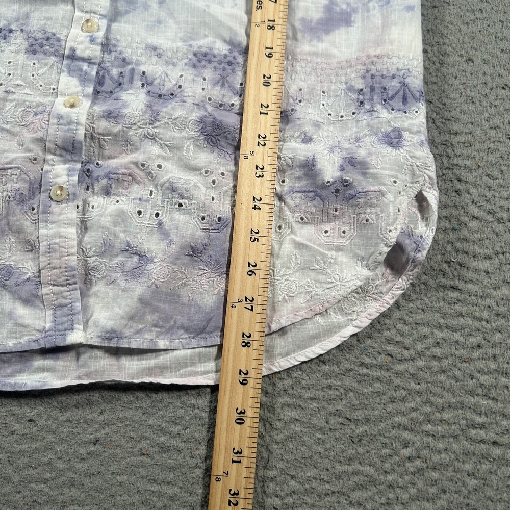 Anthropologie Pilcro Cate Top Womens Medium Boho Eyelet Long Sleeve‎ Tie Dye - Picture 6 of 9